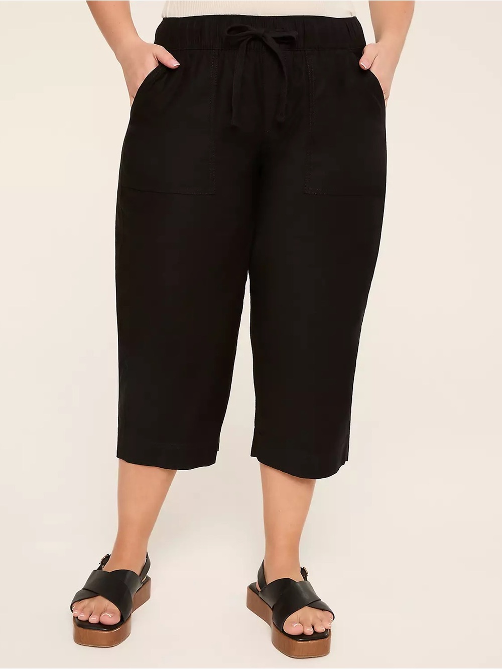 Lane Bryant Black Women’s Slub Capris